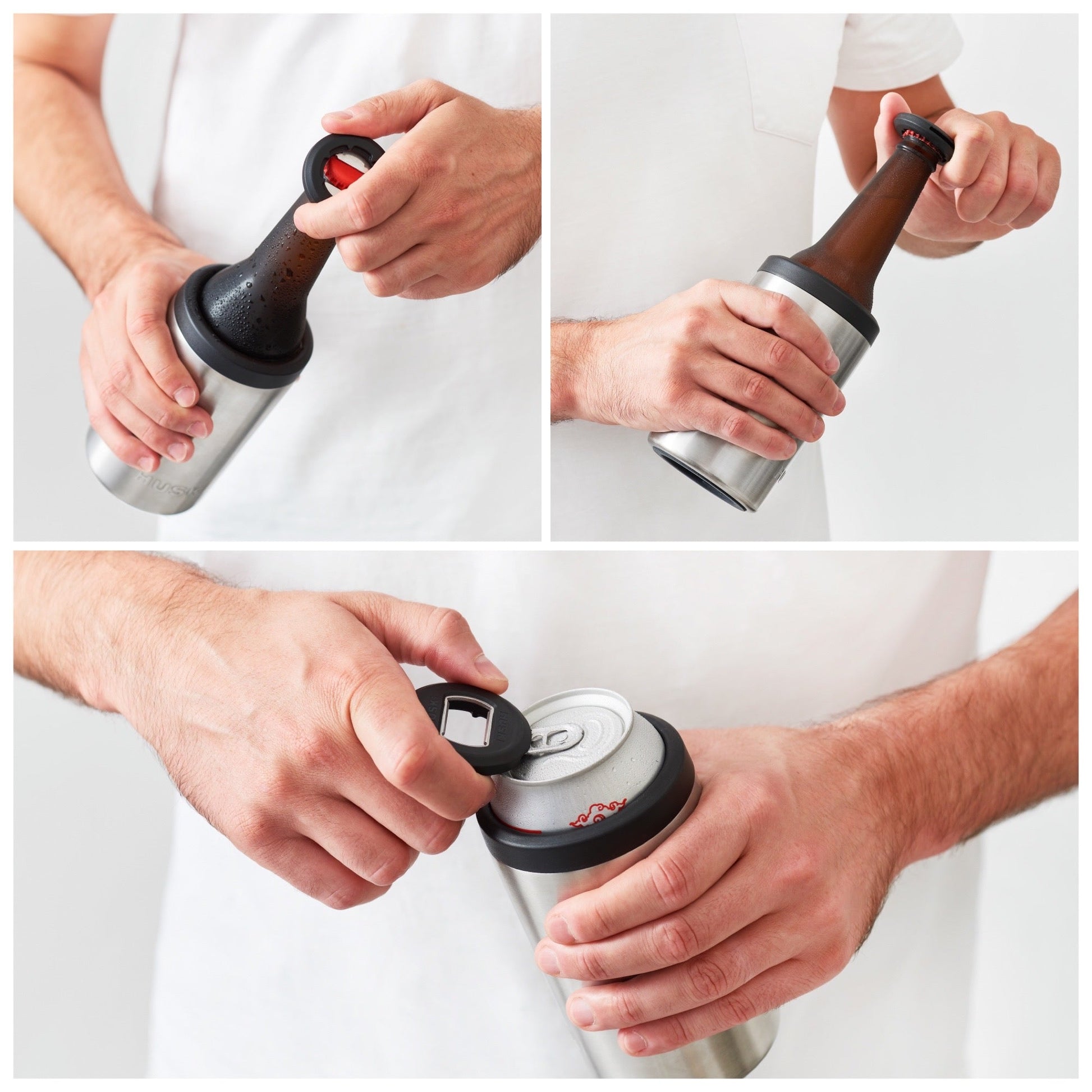 KelvZ Finger Grip Insulated Can Cooler + 2 Can Coolies